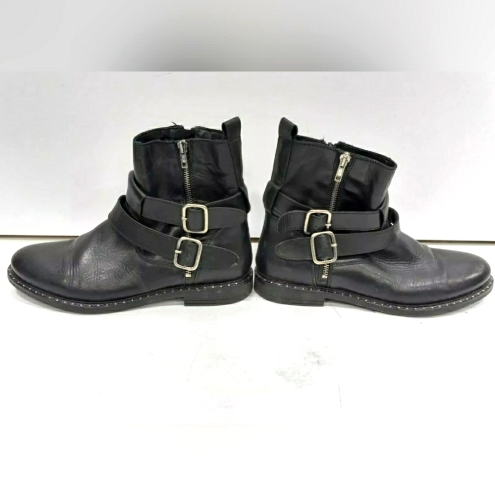Avellini Designer Portugal Black Combat Studded Leather Boots Women 40 or 8.5